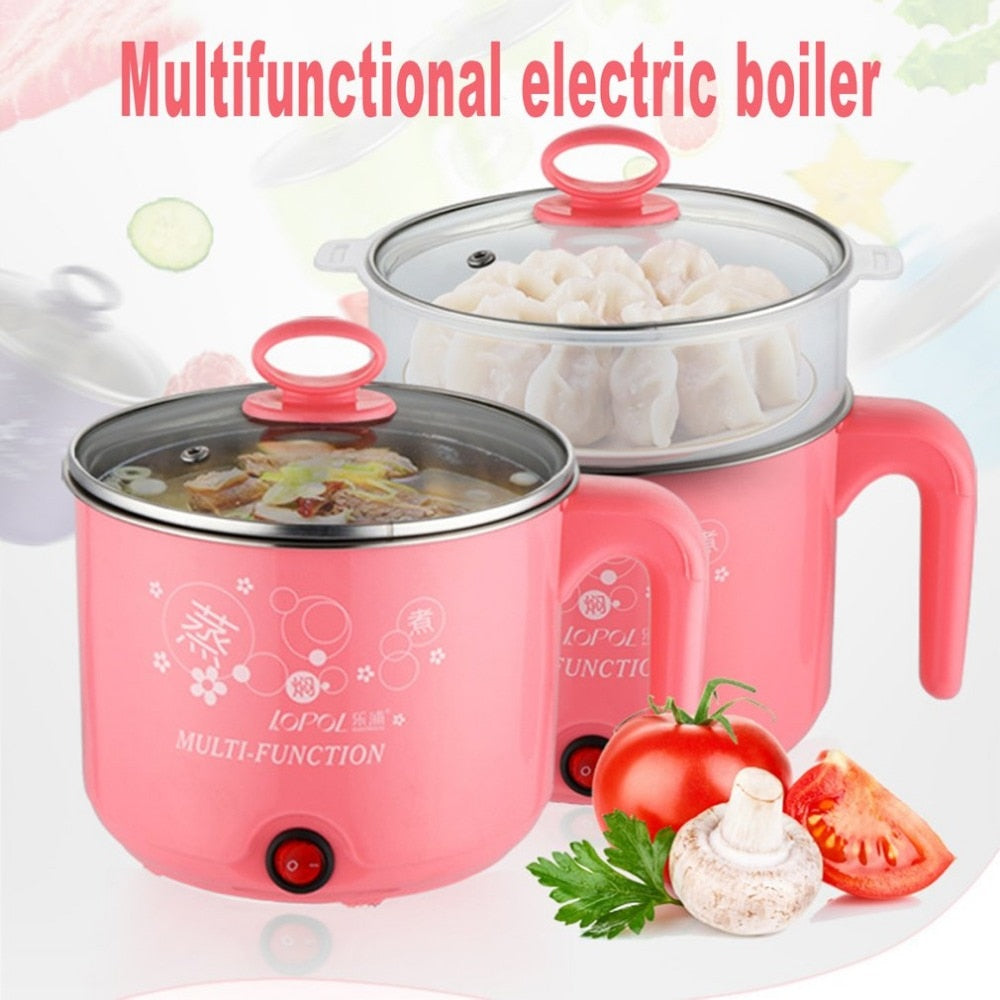 1.8L Multifunction Electric Cooker Stainless Steel Steamer, Pink