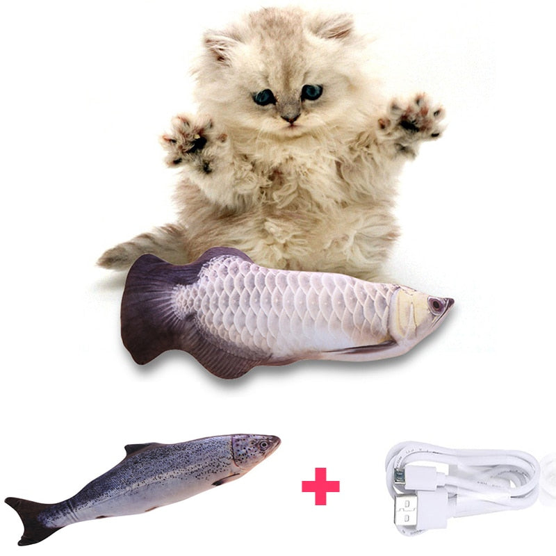 30CM Artificial Carp Fish Toy USB Recharging Electric Fish Cat Playing Fish  Toy Kitten Teaser Funny Jumping Fish Toy (Touch Style)- Dog Toys