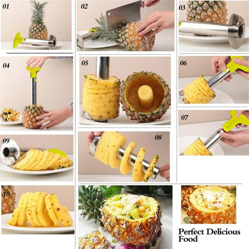 1pc Fruit Vegetable Knife Stainless Steel Gadget Kitchen Accessories Pineapple Peeler Spiralizer Cutter Core Peel Slicer Cocina