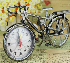 Home Garden New Vintage Arabic Numeral Bicycle Shape Creative Table Alarm Clock Home Decor Room desktop decoration Crafts