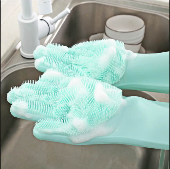8 Color Silicone Sponge Dish Kitchen Reusable Rubber Scrubber