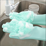 Silicone Reusable Dishwashing Pet Scrubber Sponge Rubber Gloves MultiUse for Kitchen, Bathroom, Pets Cleaning 1 Pair