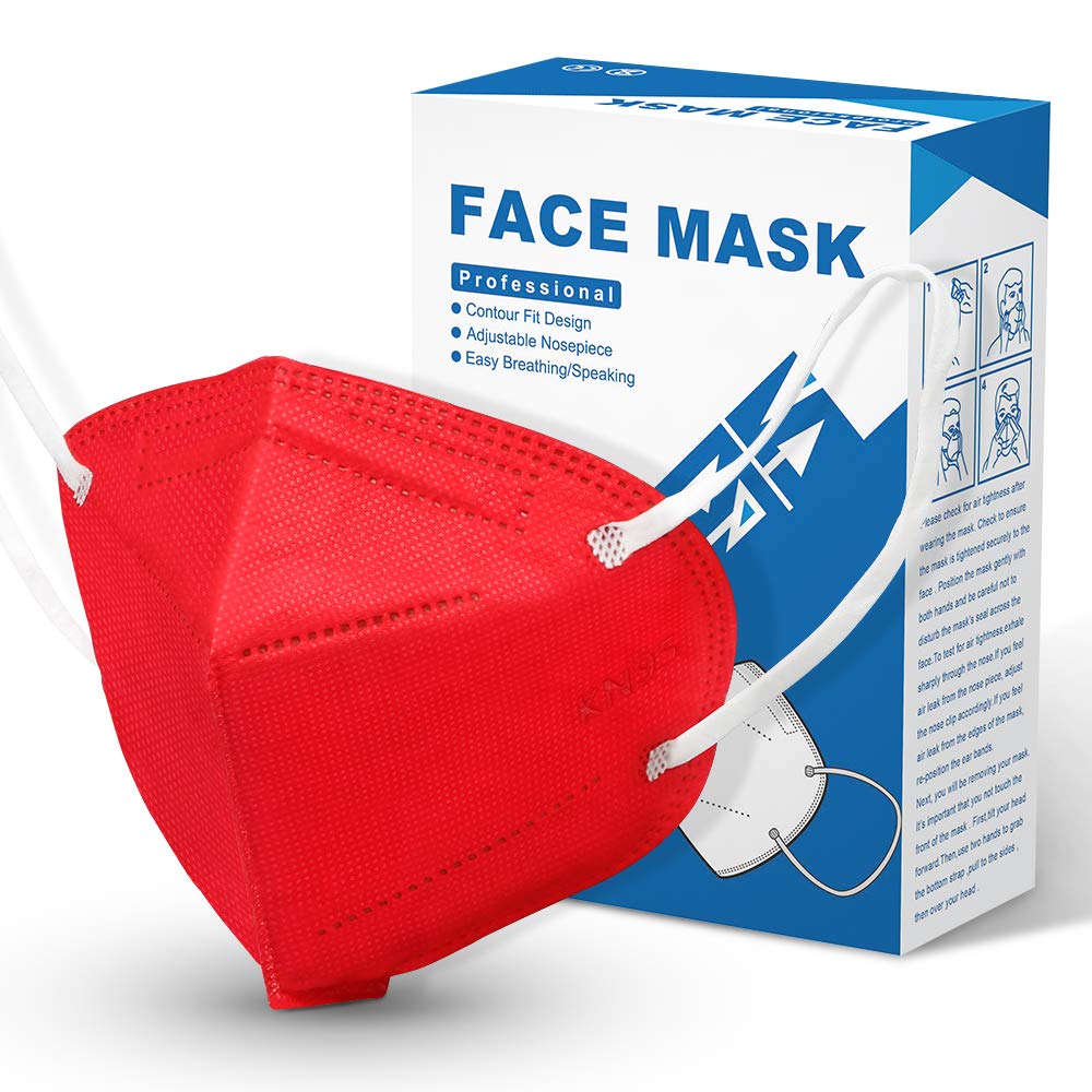 [10 Pieces] Disposable KN95 Face Mask Mouth Cover Masks (Red)