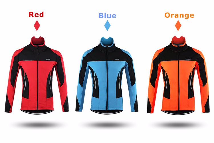 ARSUXE Men's Cycling Jacket Winter Thermal Fleece Long Sleeve Cycling Clothing Windproof Downhill MTB Bike Bicycle Coat Sports