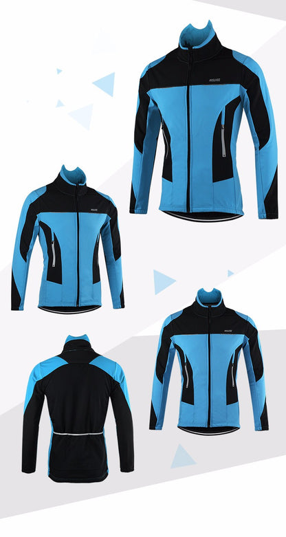 ARSUXE Men's Cycling Jacket Winter Thermal Fleece Long Sleeve Cycling Clothing Windproof Downhill MTB Bike Bicycle Coat Sports