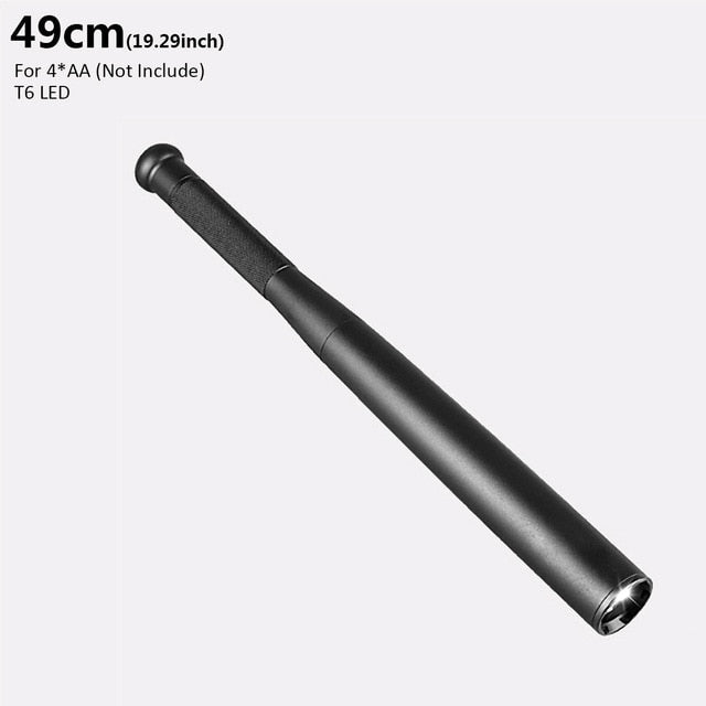 500 Meters LED Spiked Mace Baseball Bat LED Flashlight Security Bat Self-defense 3 Mode Patrol Rechargeable Torch Lamp Light