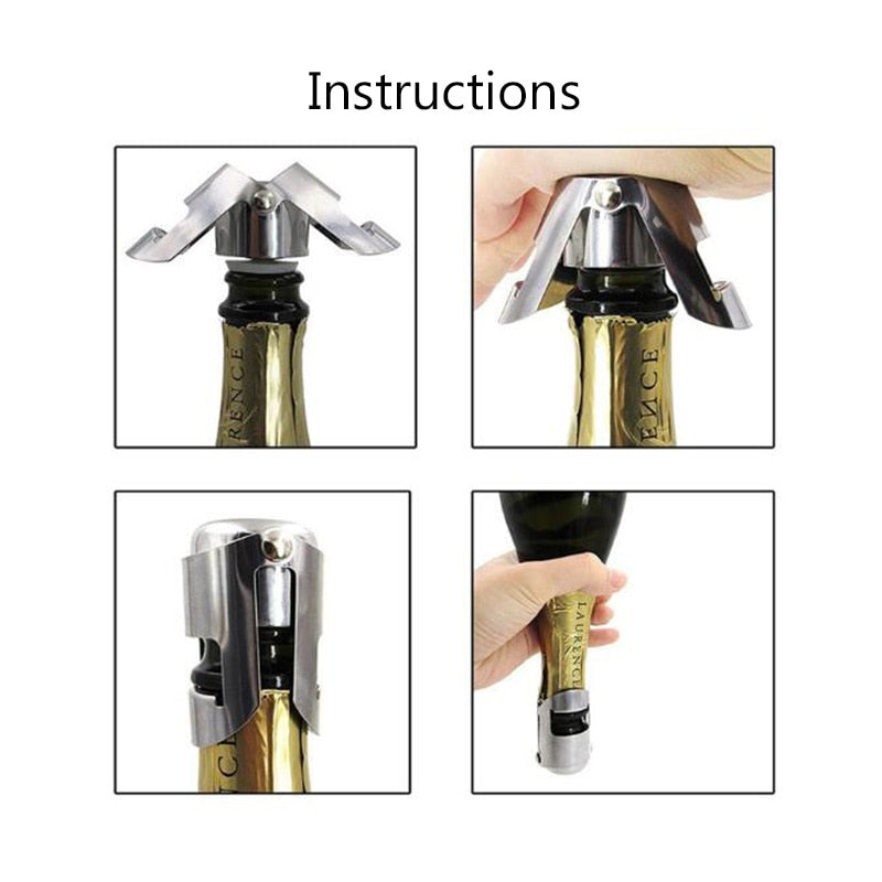 Stainless Steel Champagne Wine Bottle Stopper Portable Sealer Bar Stopper Wine Stopper Sparkling Wine Champagne Cap