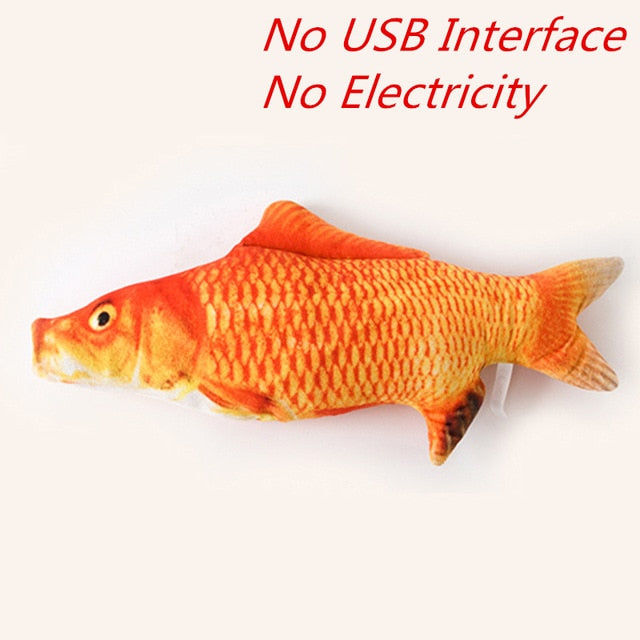 30CM Artificial Carp Fish Toy USB Recharging Electric Fish Cat Playing Fish  Toy Kitten Teaser Funny Jumping Fish Toy (Touch Style)- Dog Toys