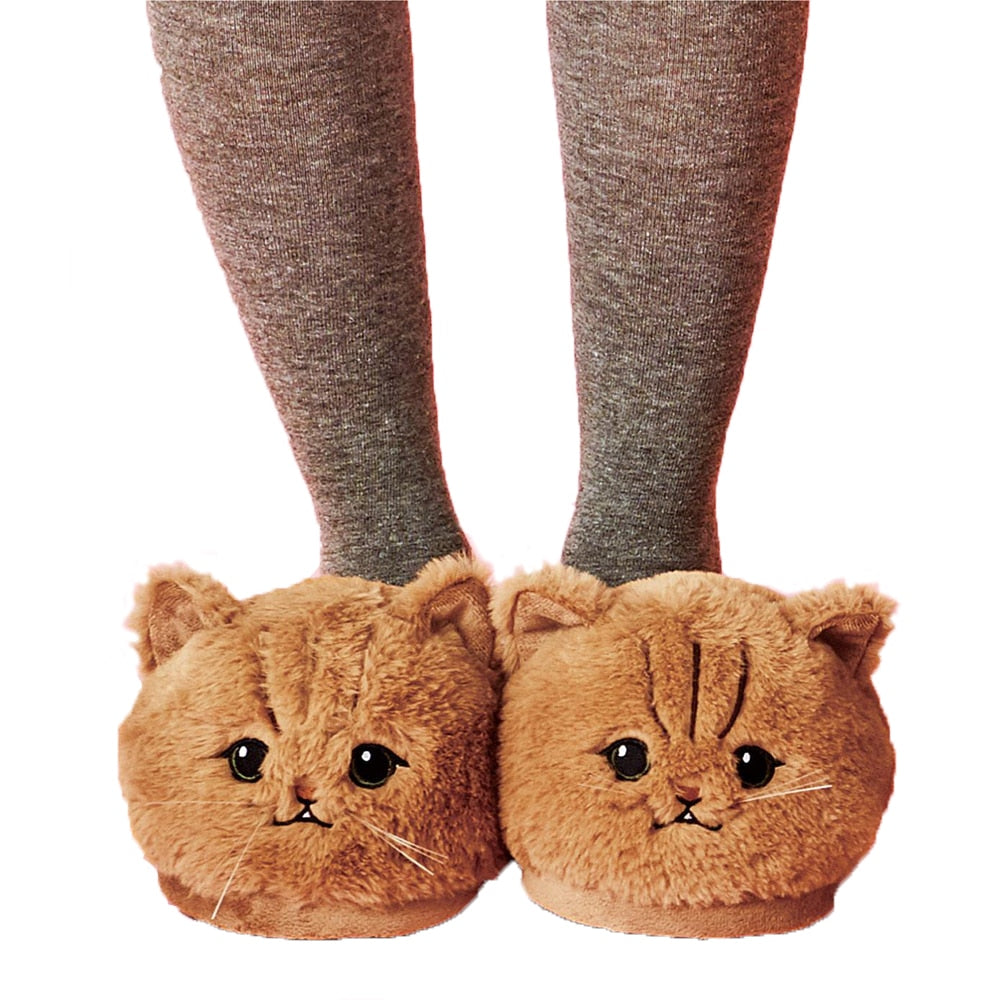 Cute PLUSH KITTEN SOFT ANIMAL CAT Plush Slippers for Women & Girls