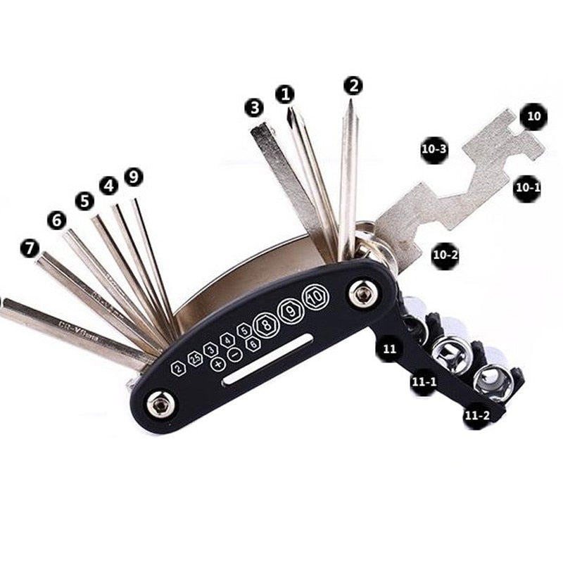 16 in 1 Multi function Mountain  Bike Bicycle Repair Wrench Screwdriver Nut Tire Repairing Tools Kit Sets Hex Spoke Allen key