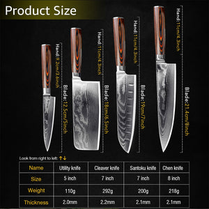 4 piece Damascus Knives set with Free Gift Stainless Steel Hand Guard Finger Protector