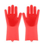 Silicone Reusable Dishwashing Pet Scrubber Sponge Rubber Gloves MultiUse for Kitchen, Bathroom, Pets Cleaning 1 Pair