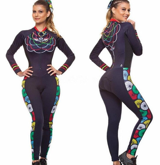 Women's Long Sleeve Triathlon Clothing Cycling  Skinsuit  Bicycle Jersey Jumpsuit 3 colors