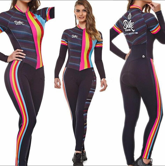 Women's Long Sleeve Triathlon Clothing Cycling  Skinsuit  Bicycle Jersey Jumpsuit 3 colors