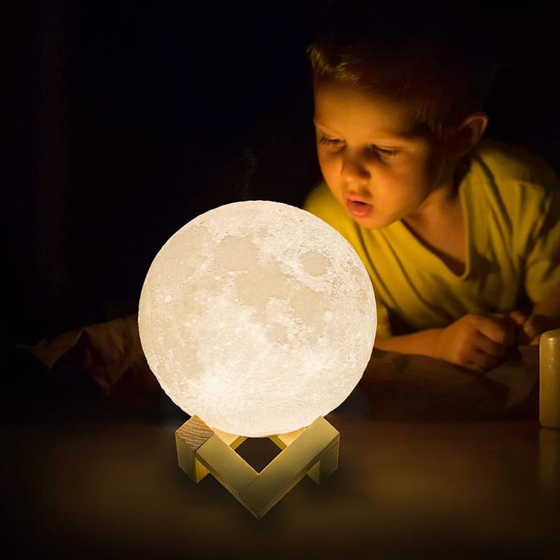 USB Rechargeable Mind Glowing 3D Print Moon Lamp Night Light Creative Home Decor Globe Bedroom Lover Children Gift